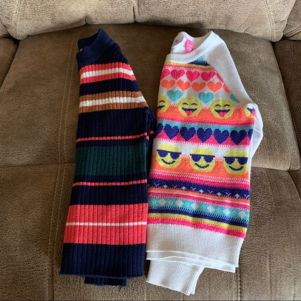 Lot of 2 Little Girls Knit Sweaters Emojis